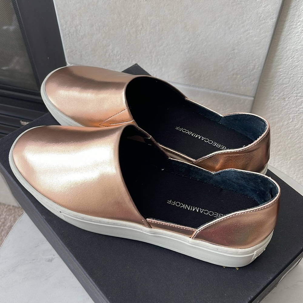 Rebecca Minkoff metallic Nana Sneakers Flats Shoes Size 8.5 - Picture 3 of 5